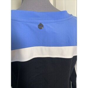 Lorna Jane Top Small Pullover Blue/Black/White Gym Active Long Sleeve EUC